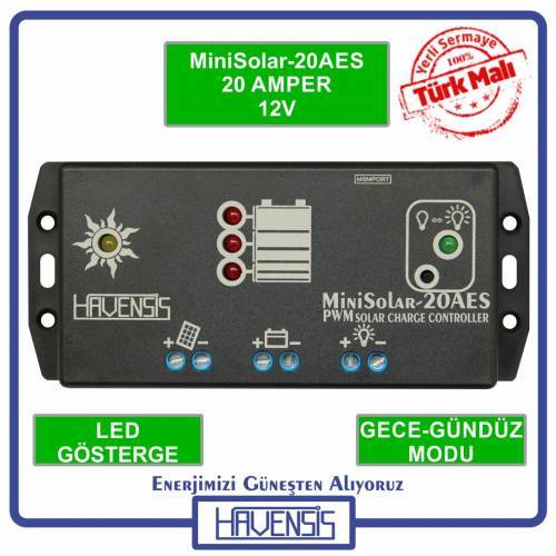 HAVENSİS 20 AMPER 12V SOLAR ŞARJ KONTROL CİHAZI MiniSolar-20AES